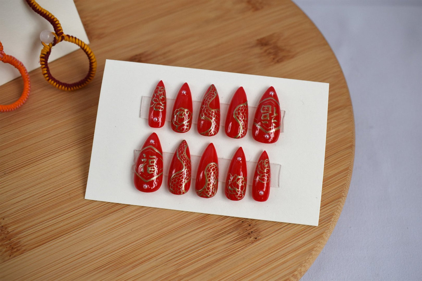LNY 2024 - Gold & Pearl press-on nail set - CUSTOM ORDER