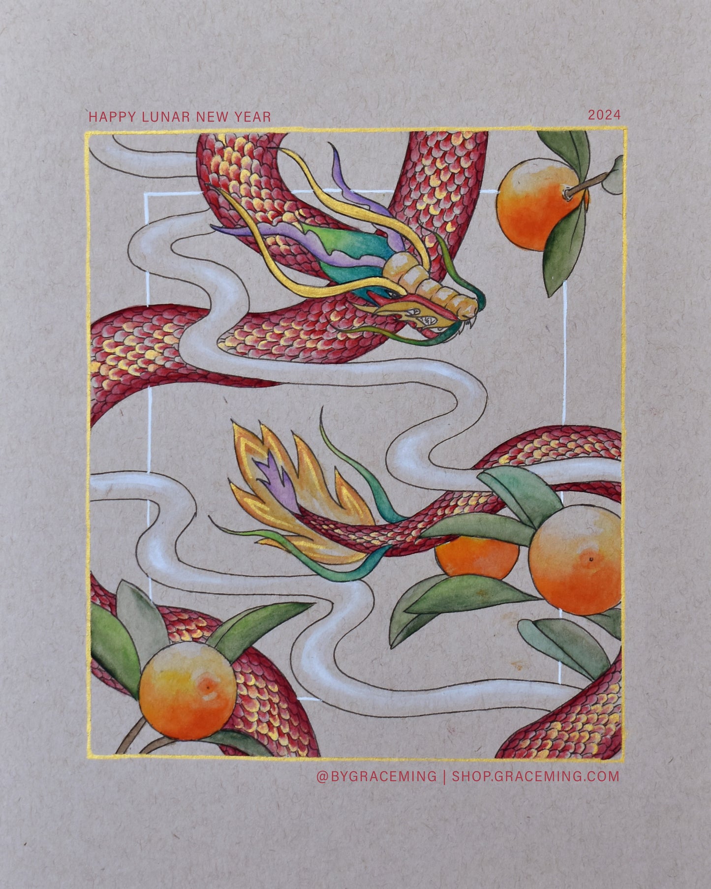 LNY 2024 - Yin Dragon - 10" x 8" PRINT