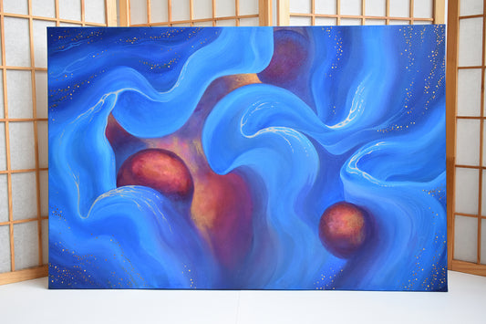Cosmic Flow #1: "In the Folds" - 24" x 36" original, acrylic on stretched canvas