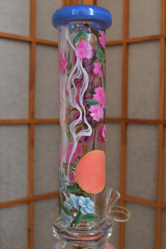 4202024 - “Wistful Blossoms” - Hand Painted Glass Vessel