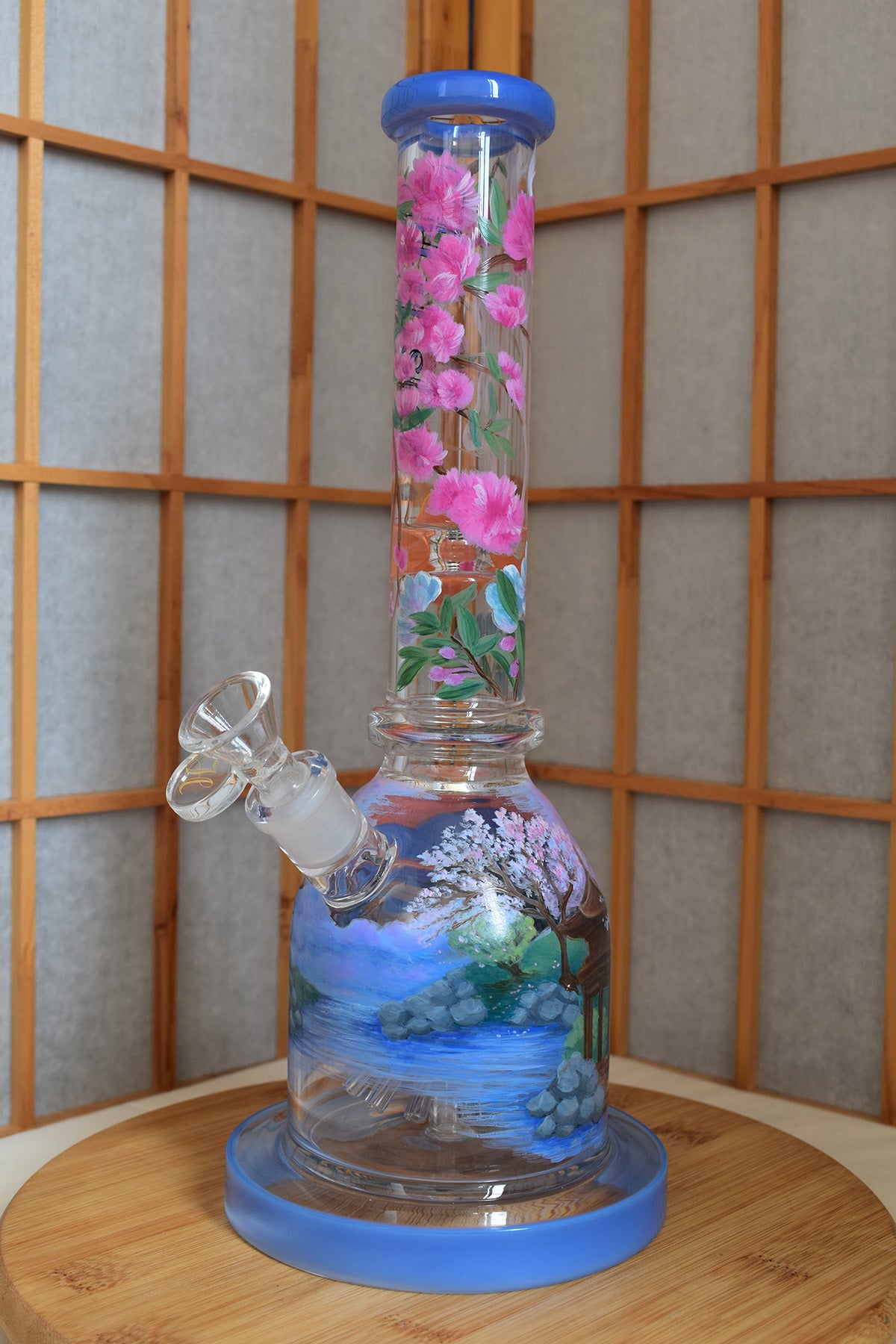 4202024 - “Wistful Blossoms” - Hand Painted Glass Vessel